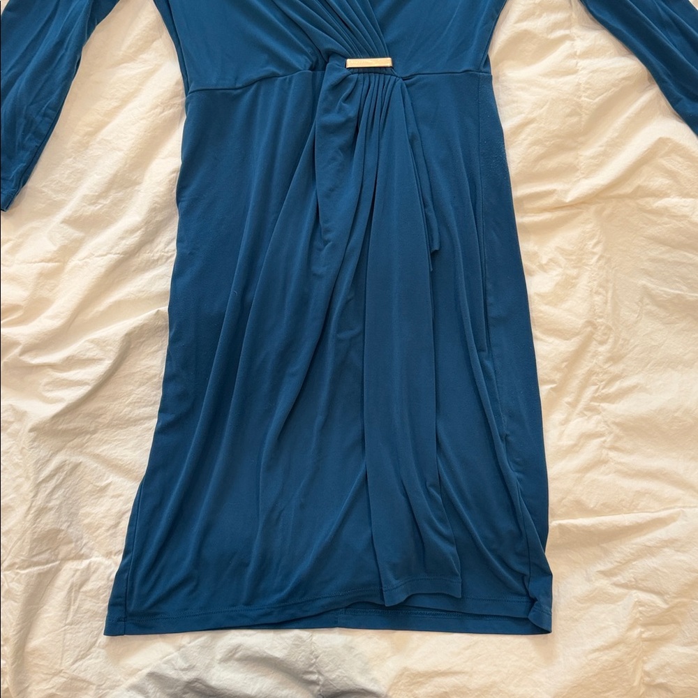Charter Club Blue Faux Wrap Dress/ Petite Small - Picture 6 of 14